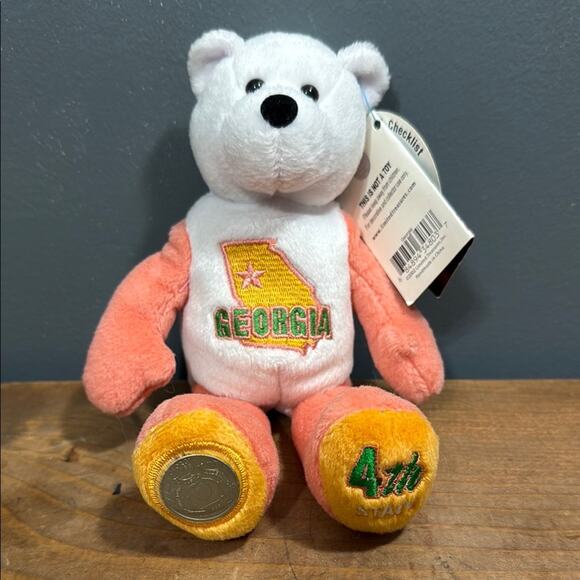 Limited Treasures 1999 quarter on right foot 4th state embroidered coin bear NWT - Picture 1 of 12